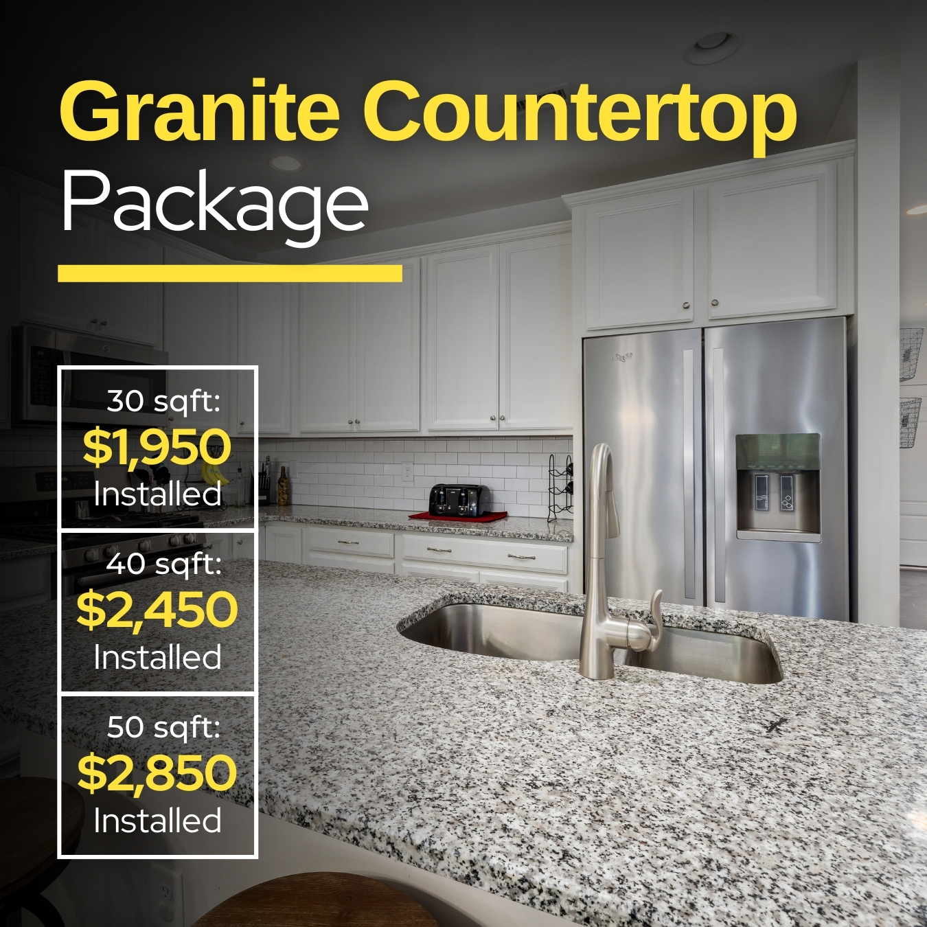 Tri-Cities - Square - 3-Tier Granite Countertop Package