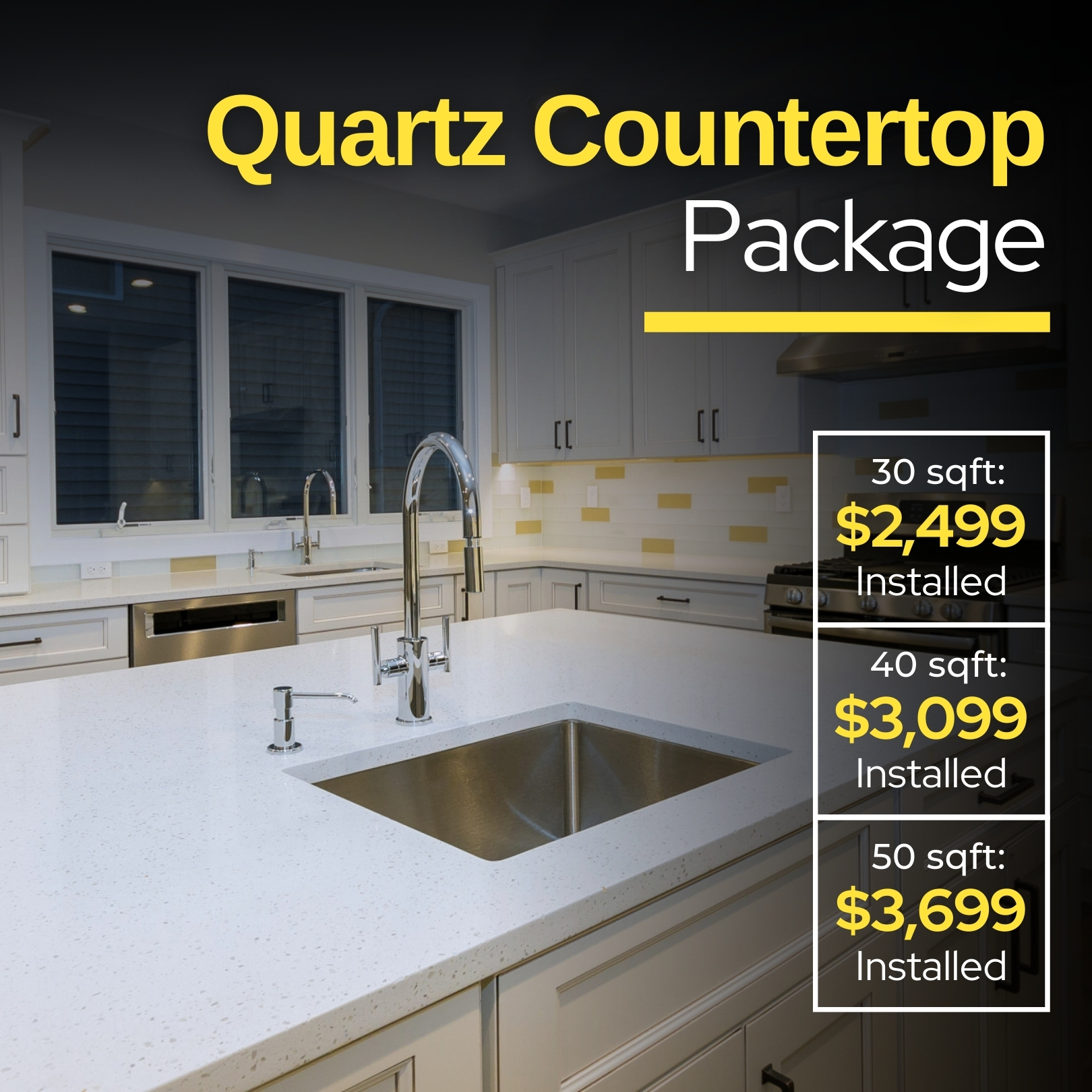 Tri-Cities - Square - 3-Tier Quartz Countertop Package
